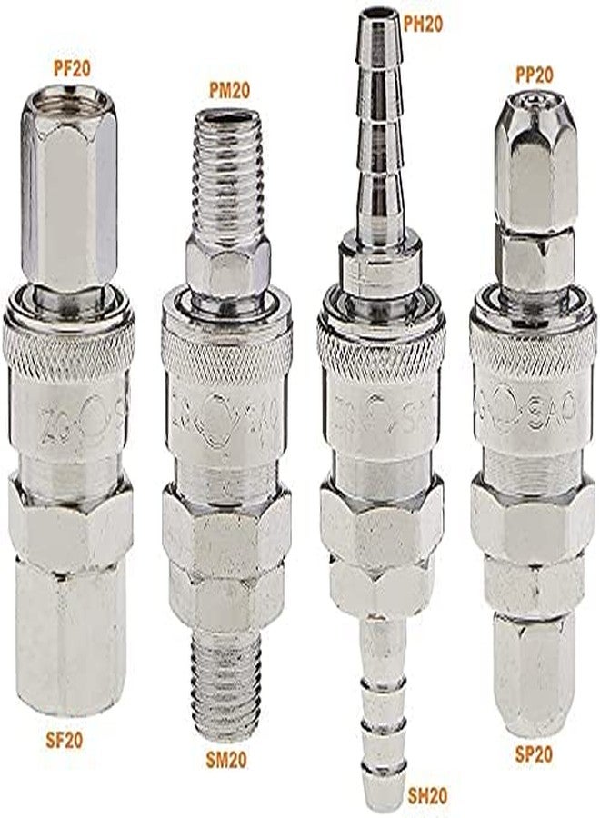 MINSALES وصلات سريعة الفك لخرطوم خط الهواء المضغوط MINSALES® QRC SP20+PP20 1/4 بوصة BSP (مجموعة من 5 قطع) - Image 2